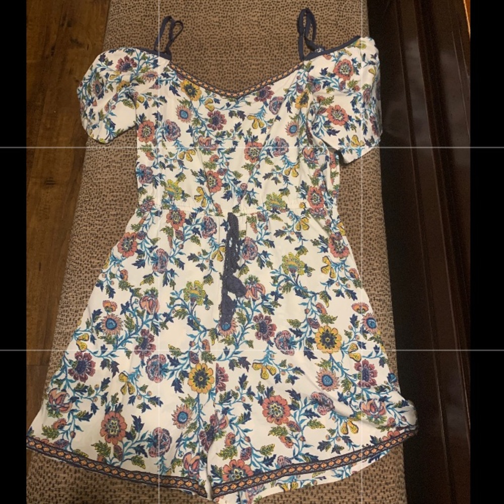 Blue Rain romper with adjustable straps